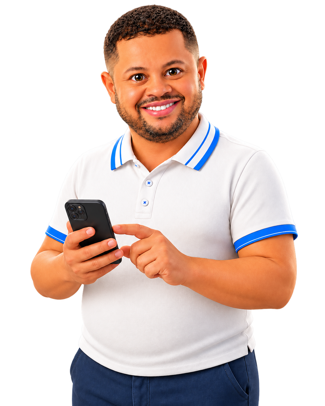 Decinho conversando pelo WhatsApp no celular